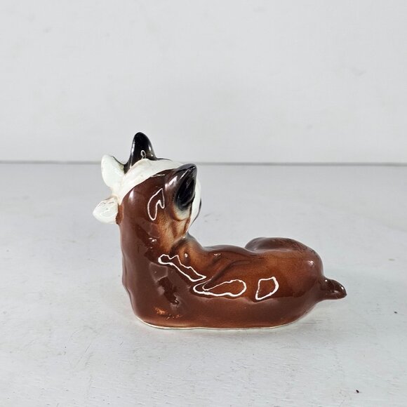 Vintage Ceramic Boxer Dog Figurine Brown & White Bandaged Injured Crying - Picture 6 of 9